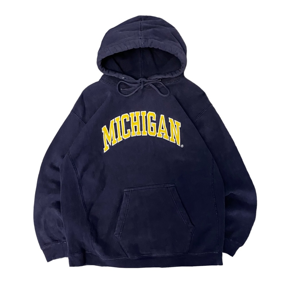 Vintage 1990s Michigan Wolverines Faded Spellout Hoodie